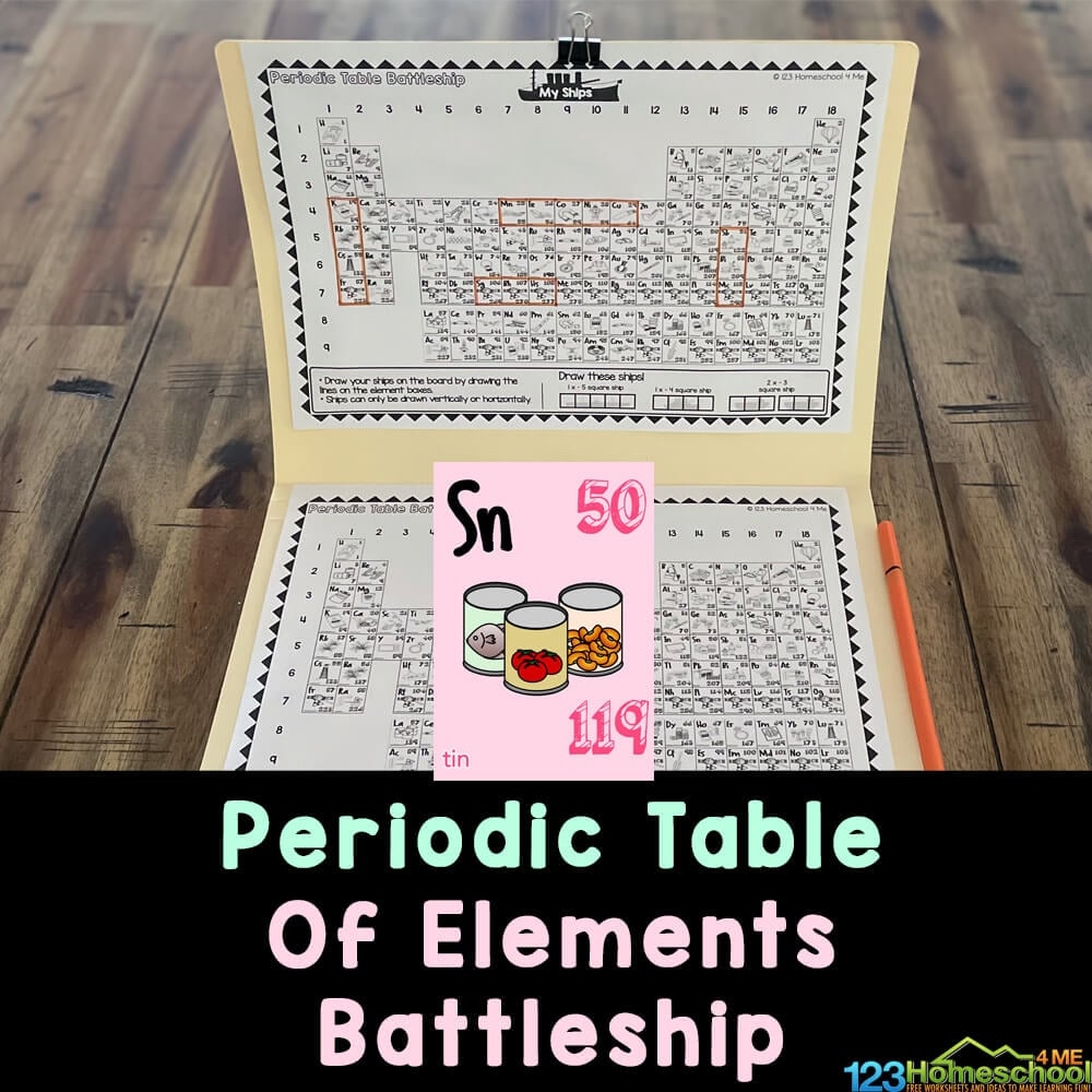 FREE Printable Periodic Table Science Battleship Game For Students