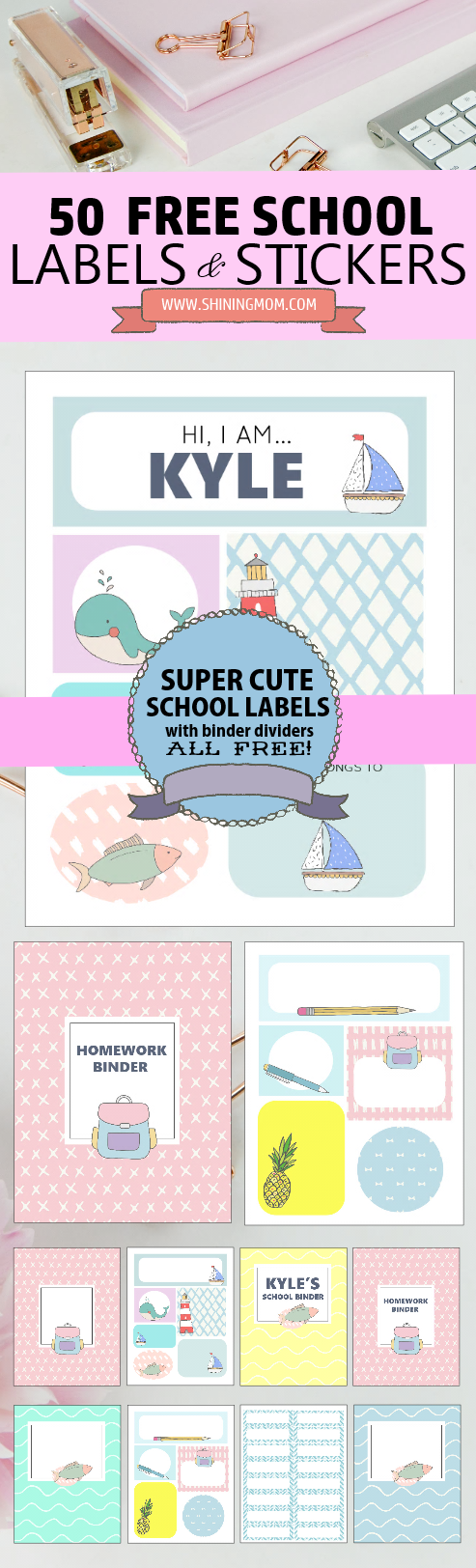 FREE Printable School Labels 50 Super Cute Designs 