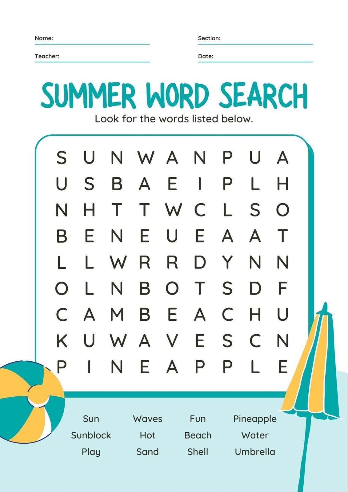 Tools For Educators Free Printable Word Search Maker