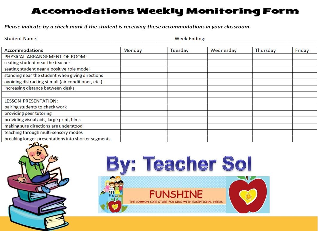 FUNSHINE 5 Free Special Education Charts