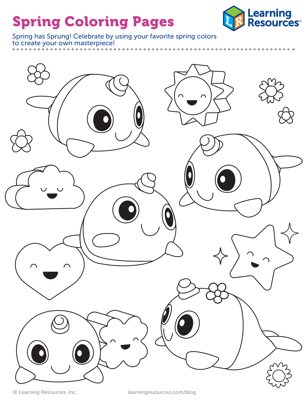 Get Creative With Learning Resources Printable Spring Narwhal Coloring Page