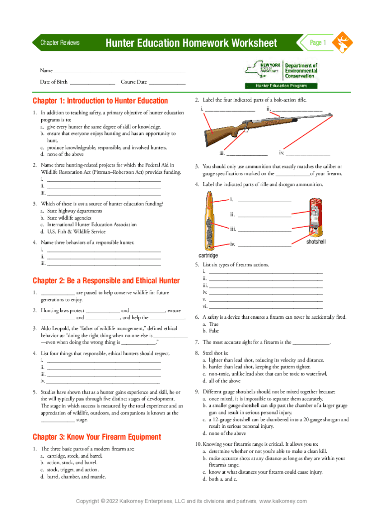 Hunter Education Test Answers Fill Online Printable Fillable Blank PdfFiller