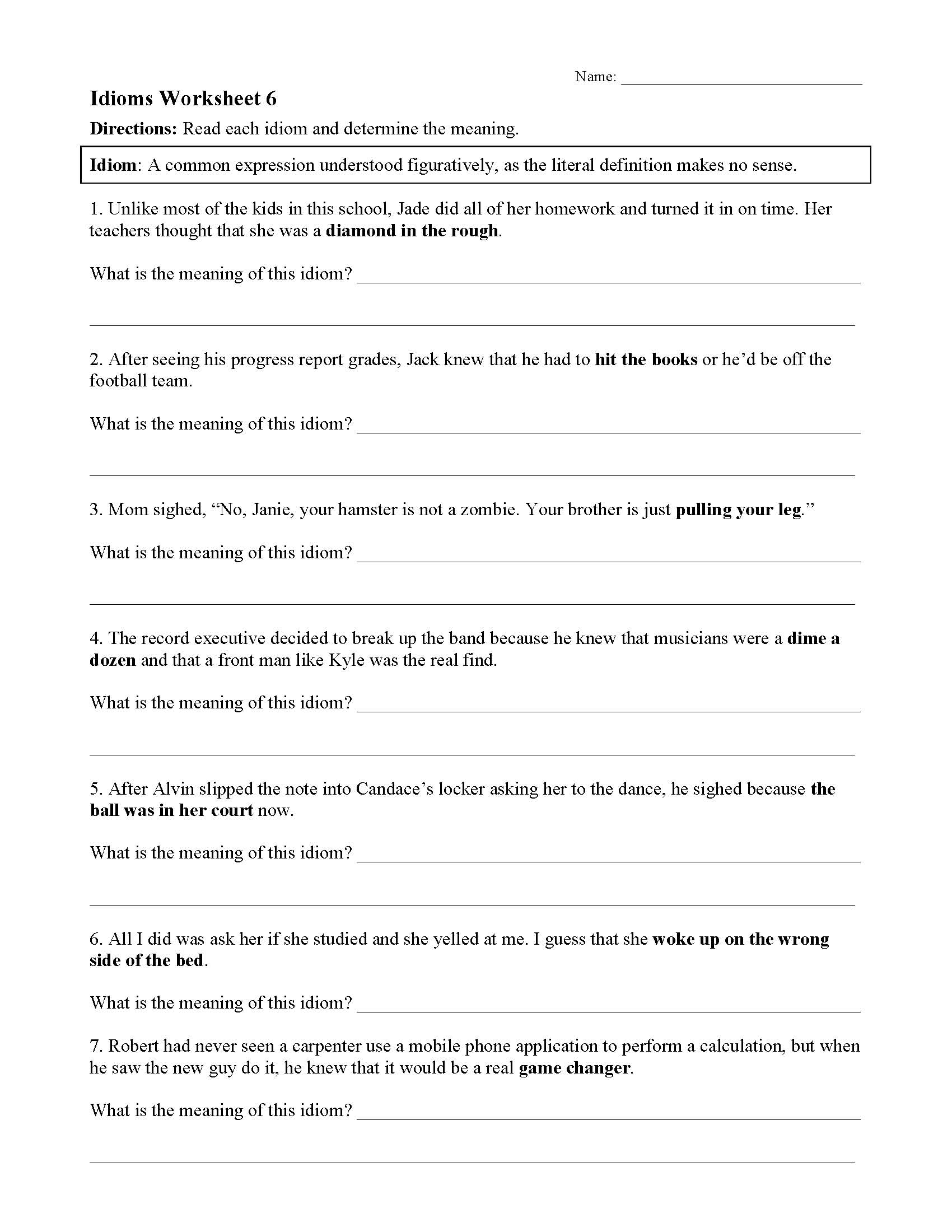 6 Grade Educational Printables Worksheet Literature