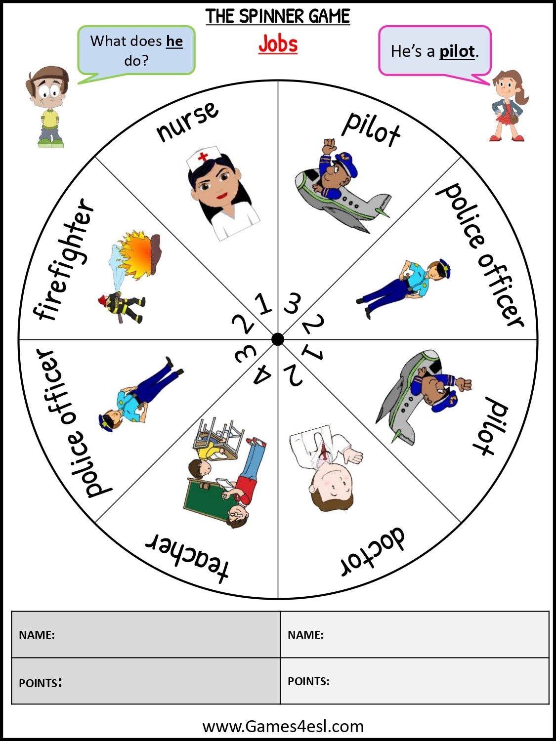 Jobs And Occupations Board Games Games4esl