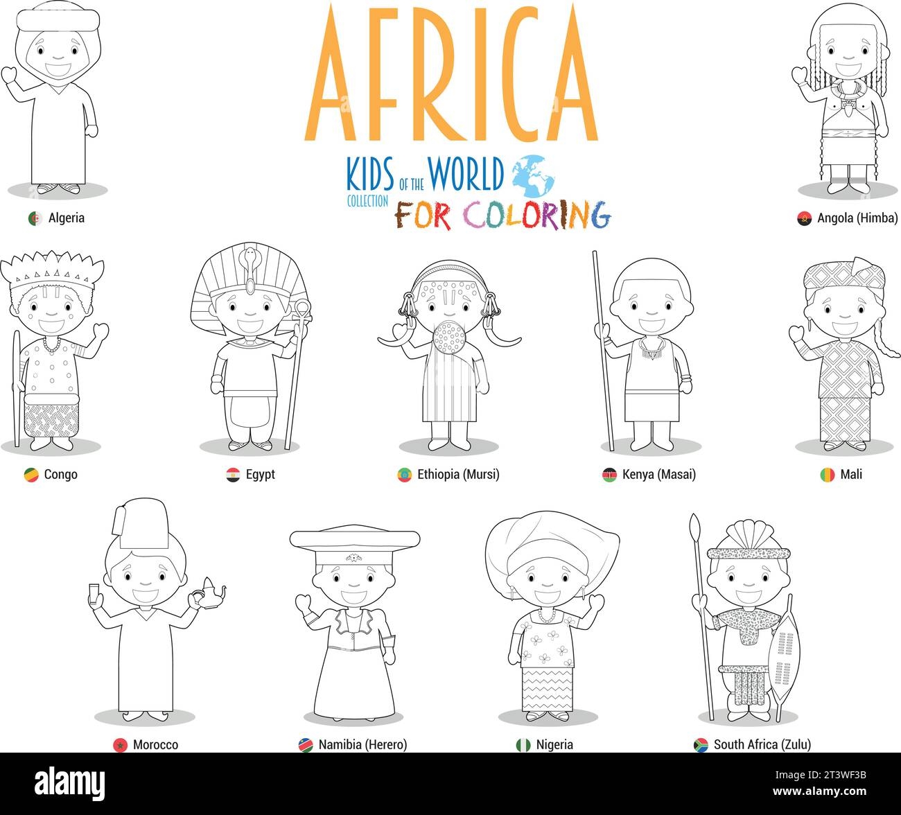 Kids Coloring In Africa Cut Out Stock Images Pictures Alamy