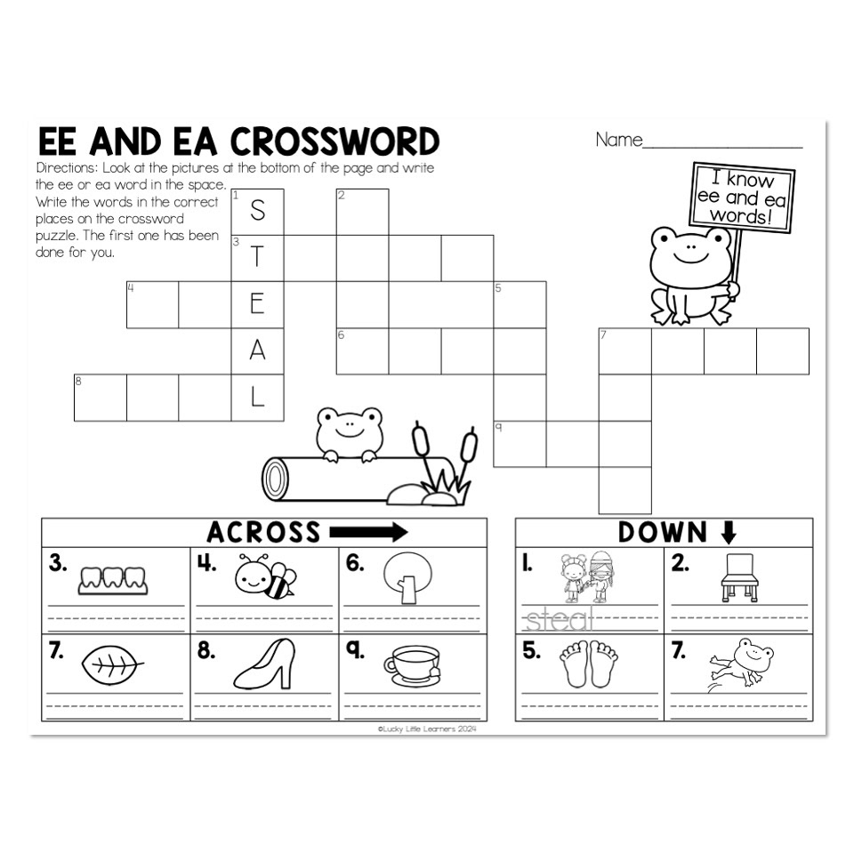 Leap Year Leap Day Long E Vowel Teams EE And EA Crossword Lucky Little Learners