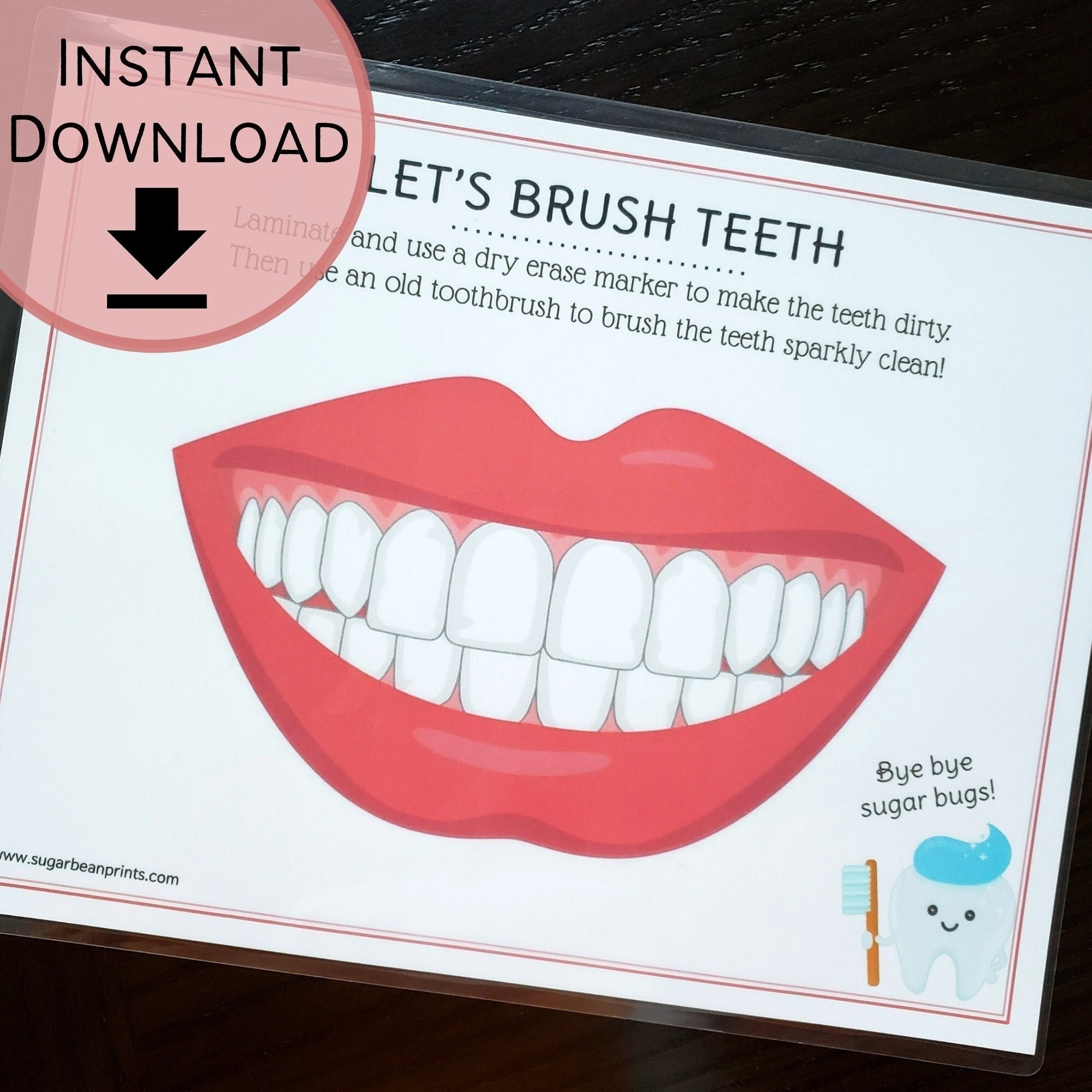 Let s Brush Teeth Kids Teeth Brushing Practice Game Instant Downloadable Print Etsy