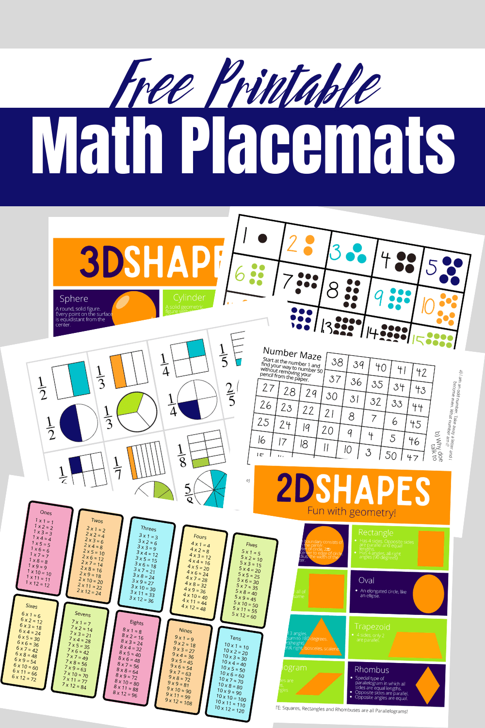 Math Placemats FREE Printables Orison Orchards