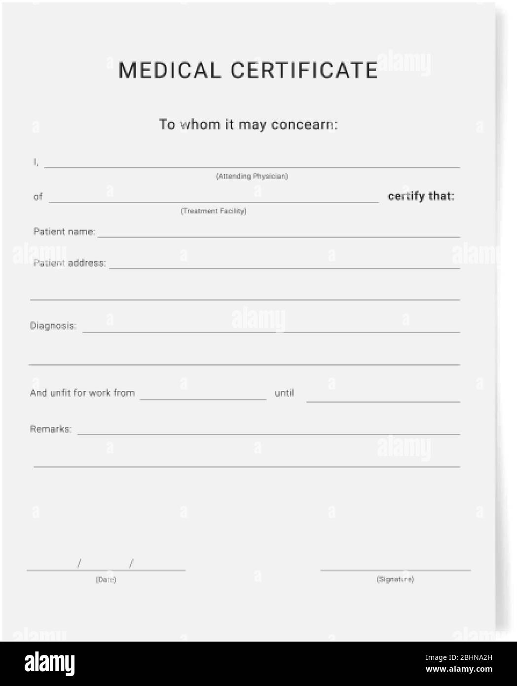 Medical Certificate Black And White Stock Photos Images Alamy