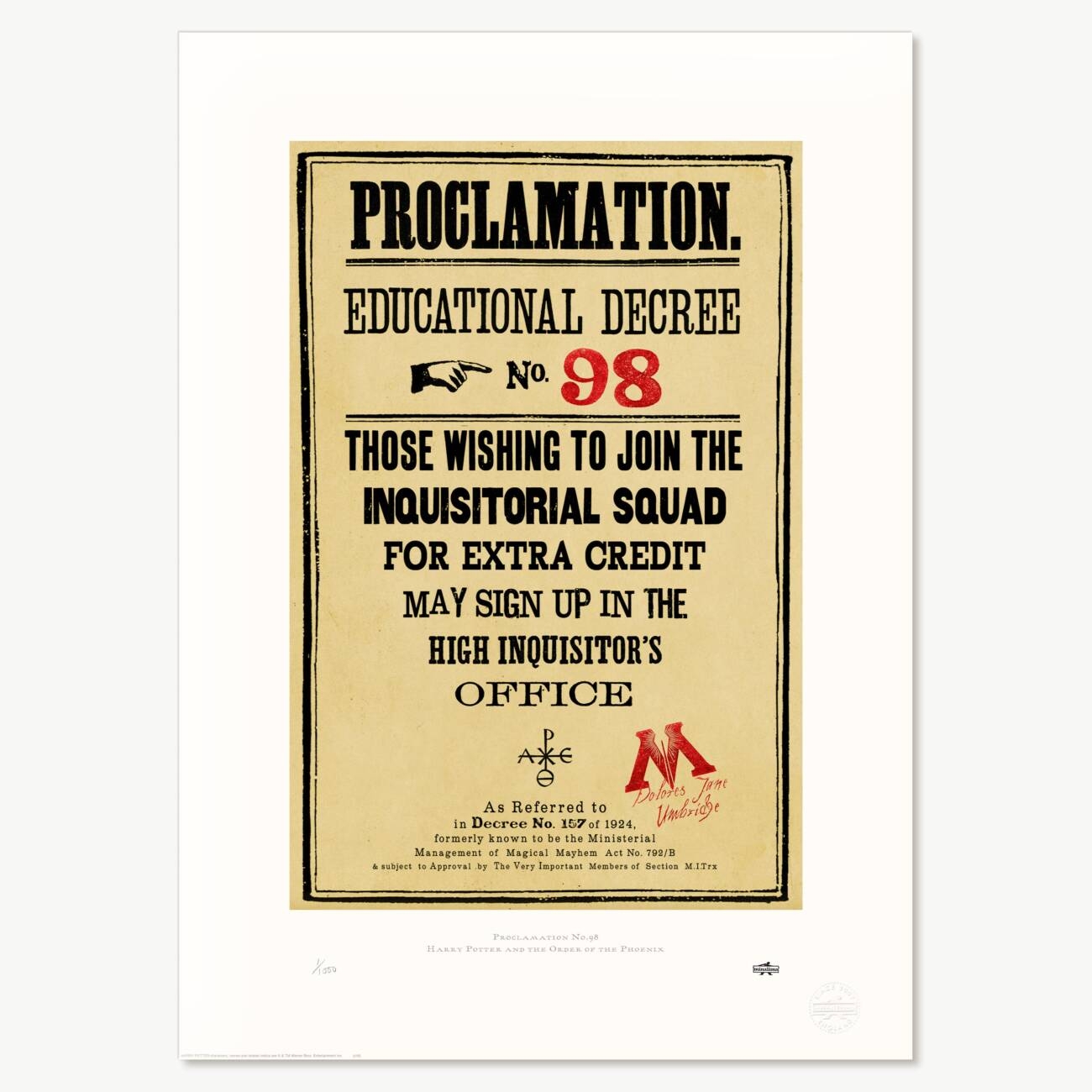 Ministry Of Magic Proclamation No 35 MinaLima