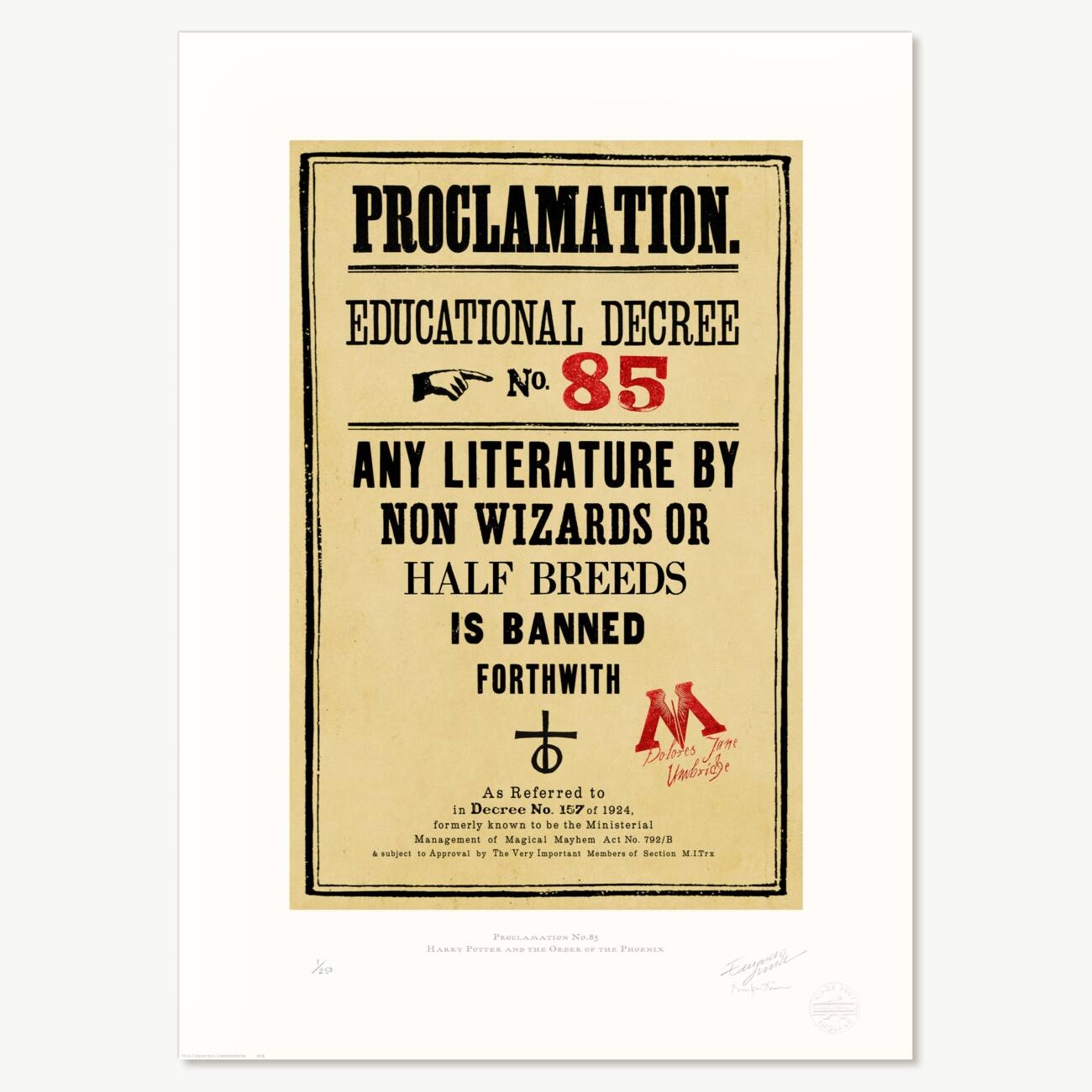 Ministry Of Magic Proclamation No 35 MinaLima
