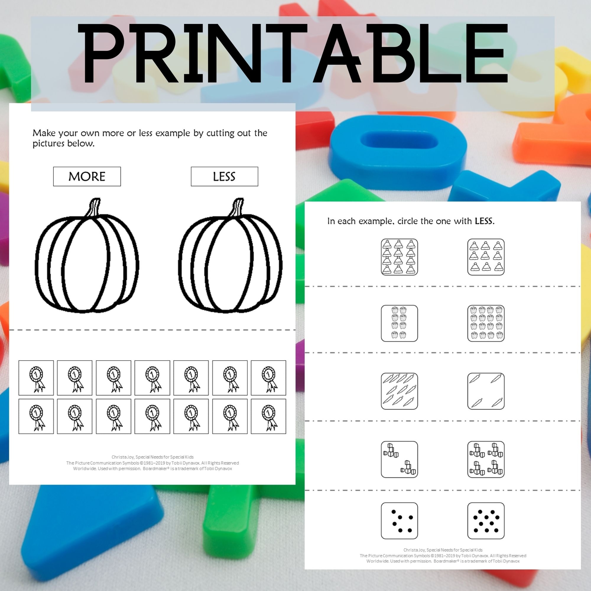 More Or Less Math Activities For Special Education PRINT AND DIGITAL Special Needs For Special Kids