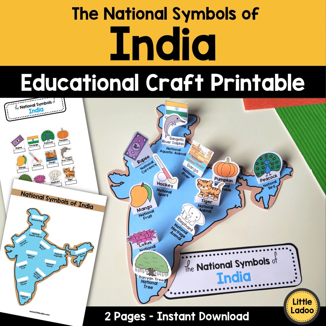 National Symbols Of India Craft Printable Craft India Activities For Kids Etsy