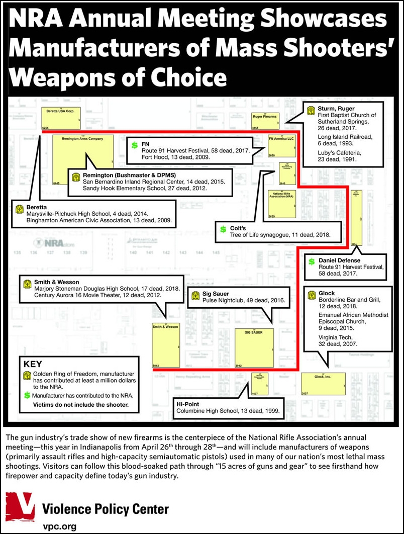 NRA Annual Meeting Showcases Manufacturers Of Mass Shooters Weapons Of Choice Violence Policy Center