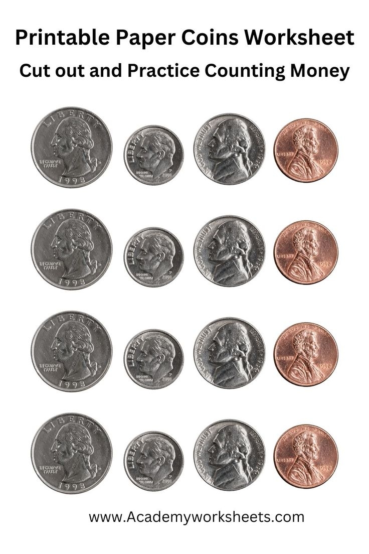 Paper Coins Printable Play Money For Kids
