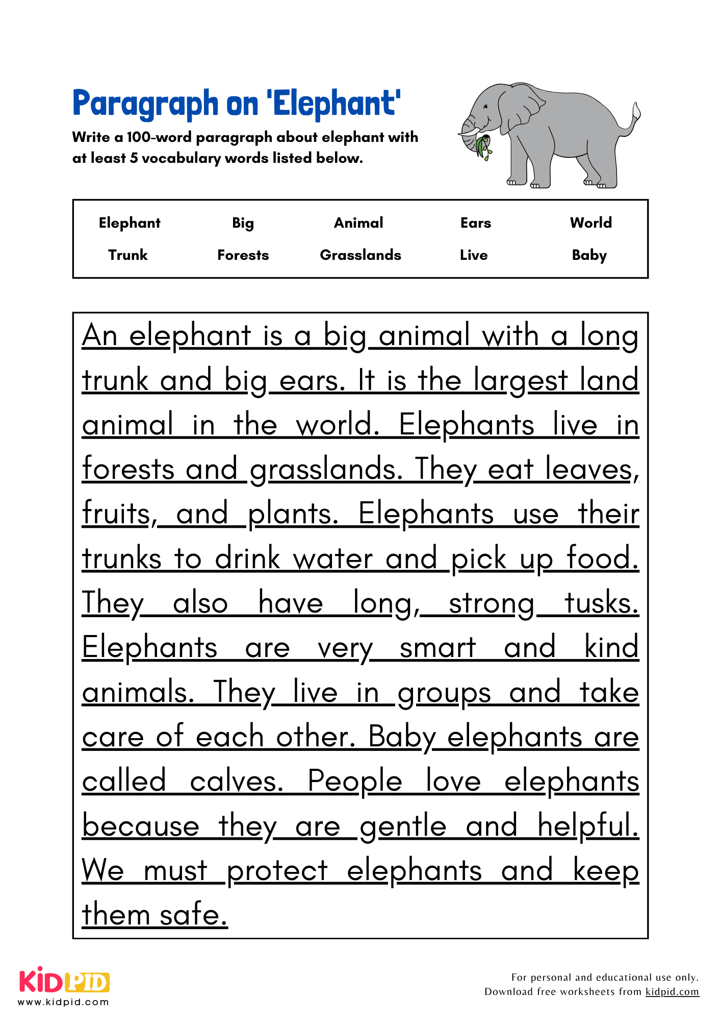 Paragraph On Elephant Kidpid