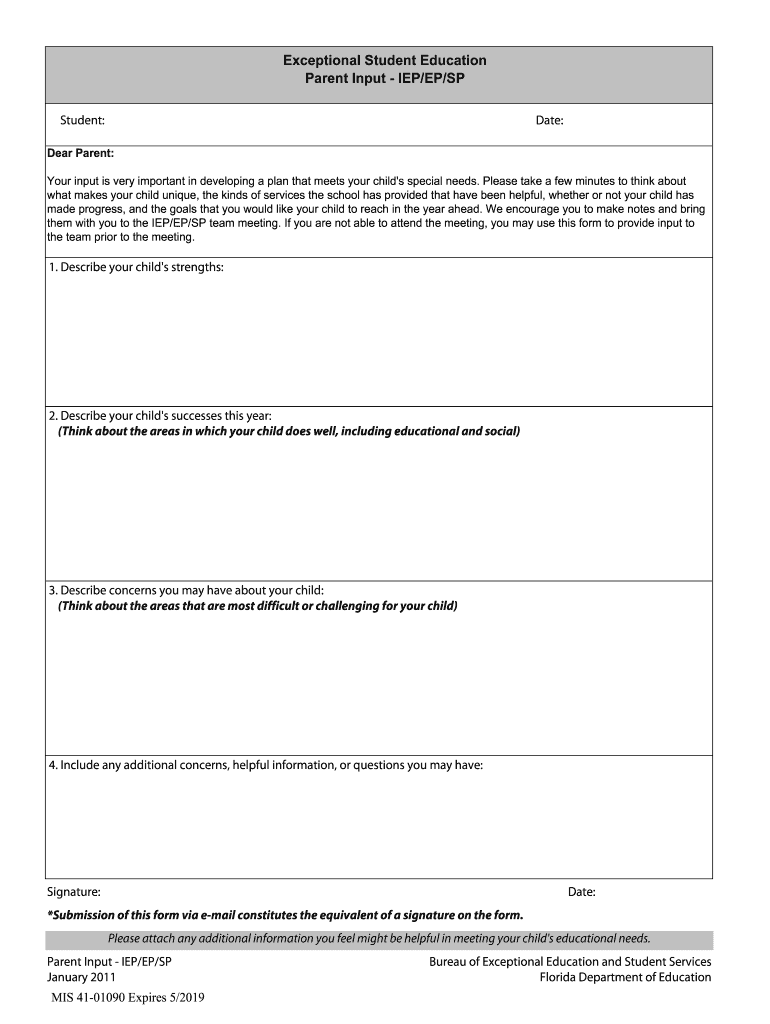 Parent Input Form For Iep Fill Online Printable Fillable Blank PdfFiller