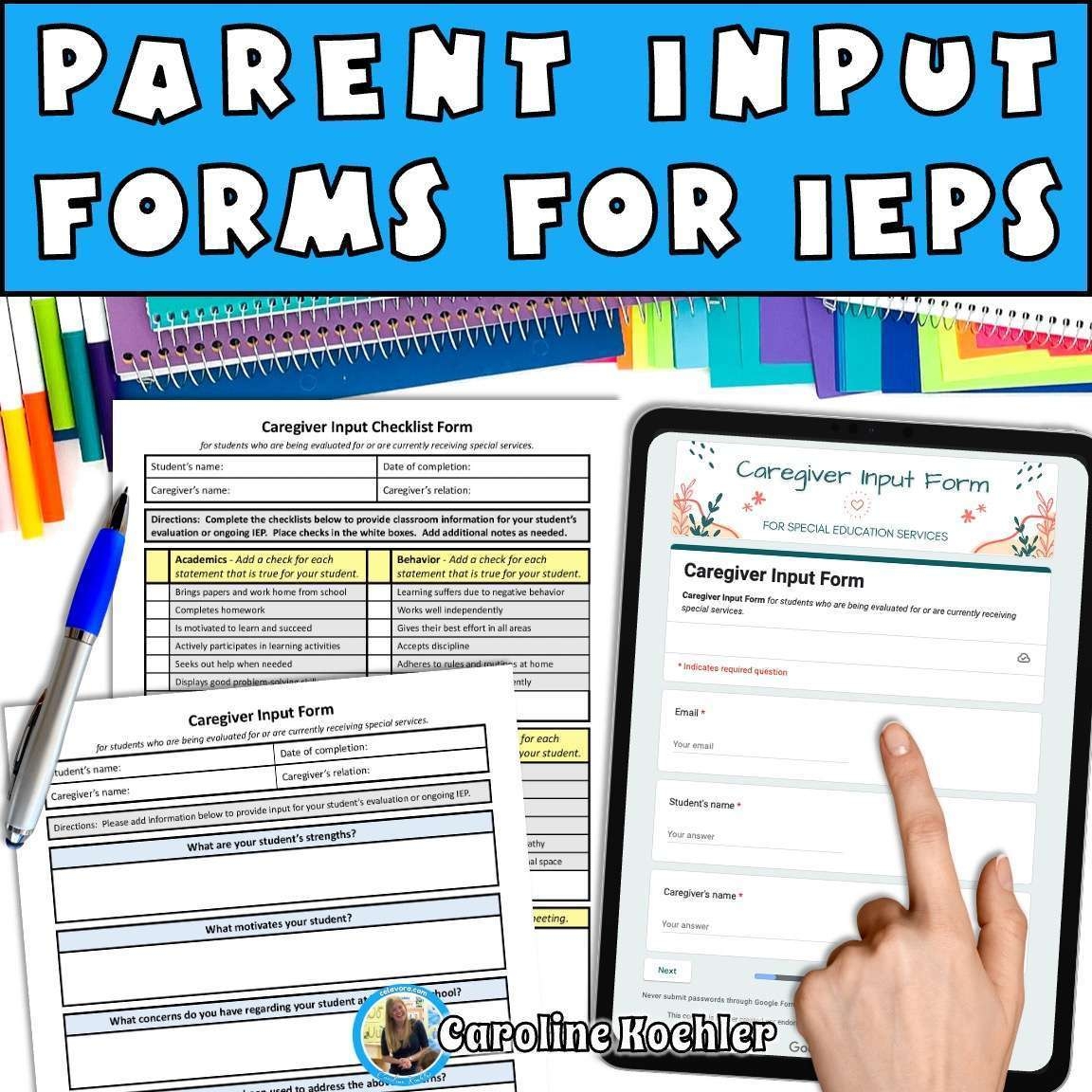 Parent Input Form IEP SPED Teacher Questionnaire Caroline Koehler At Celavora Education