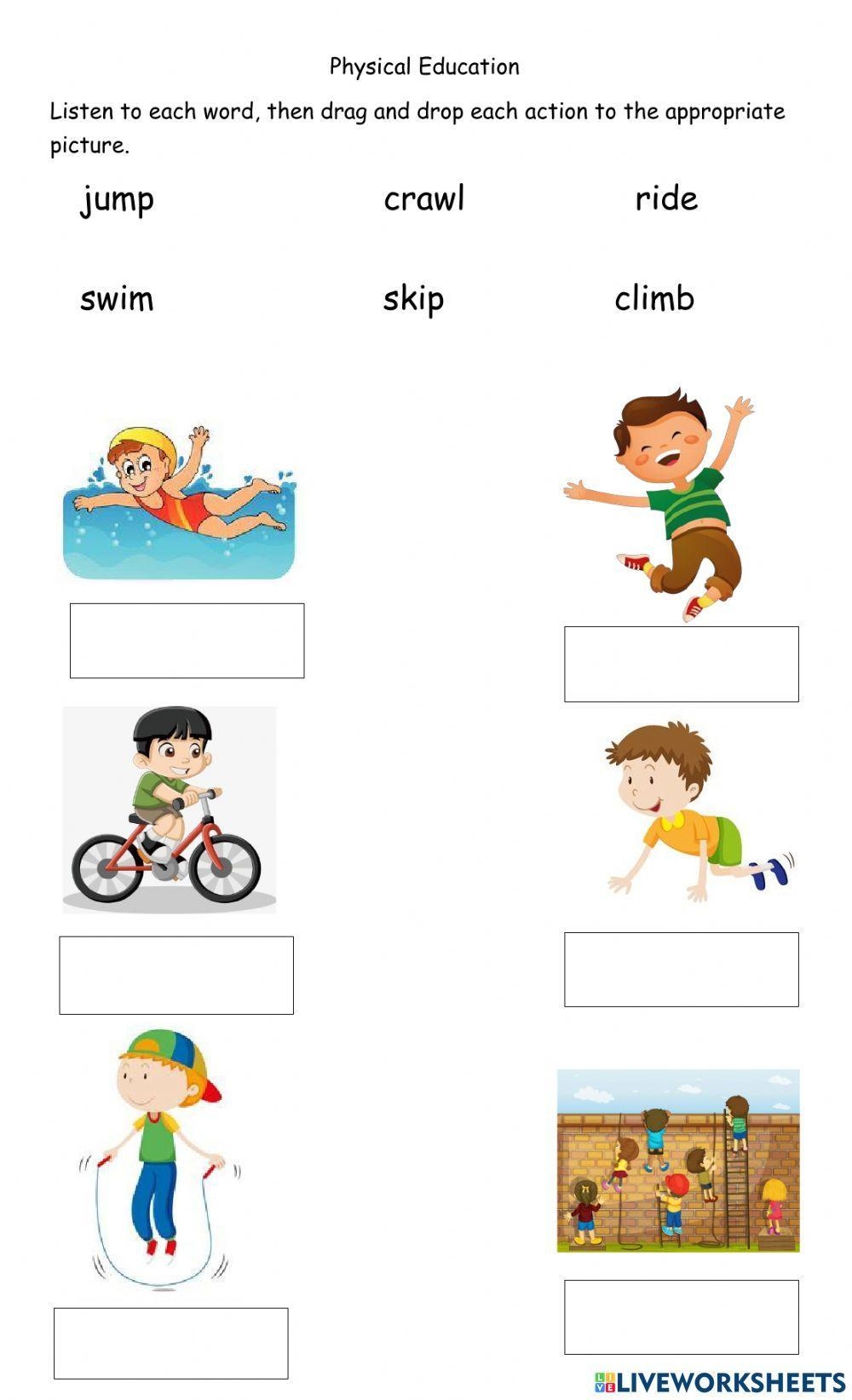 Physical Edcuation Actions Worksheet Live Worksheets Worksheets Library