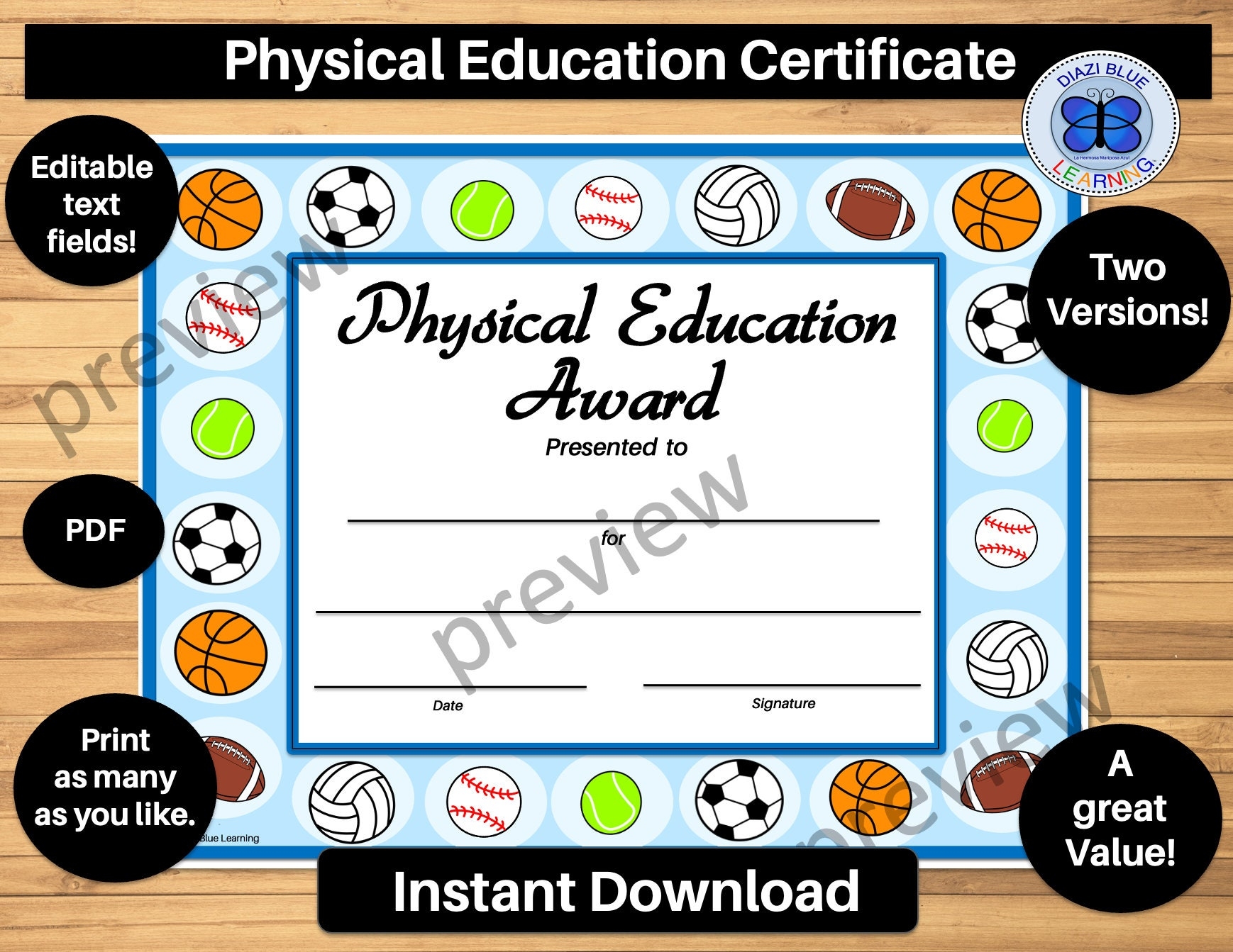 Printable Certificates For Physical Education