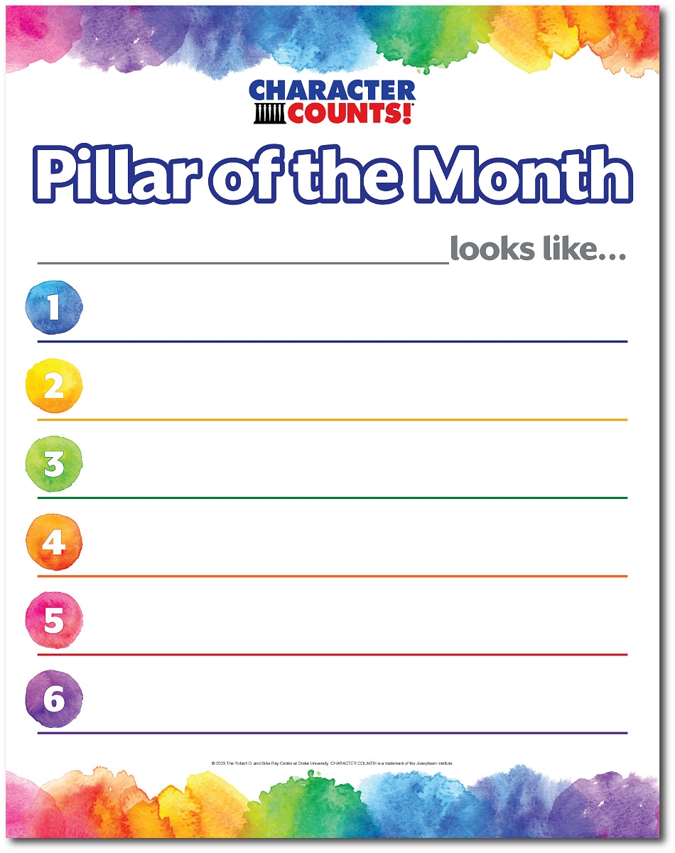 Pillar Of The Month Poster CHARACTER COUNTS Store