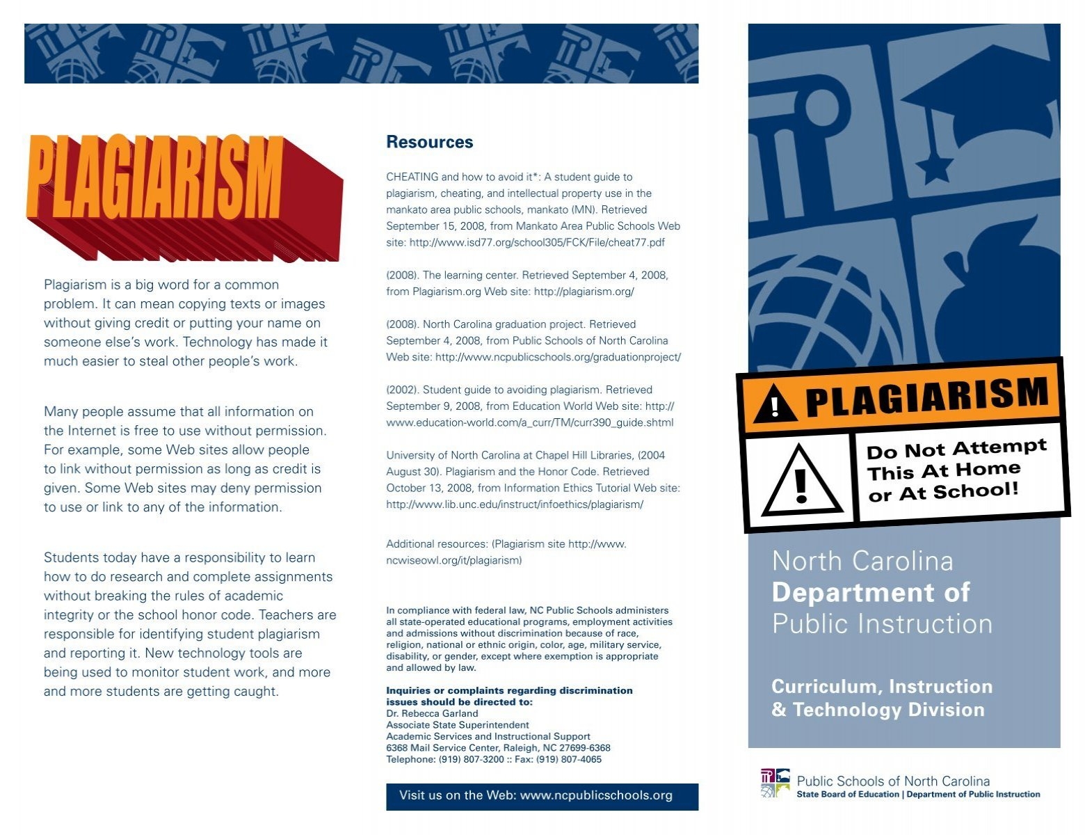 Plagiarism Brochure NC Wise Owl
