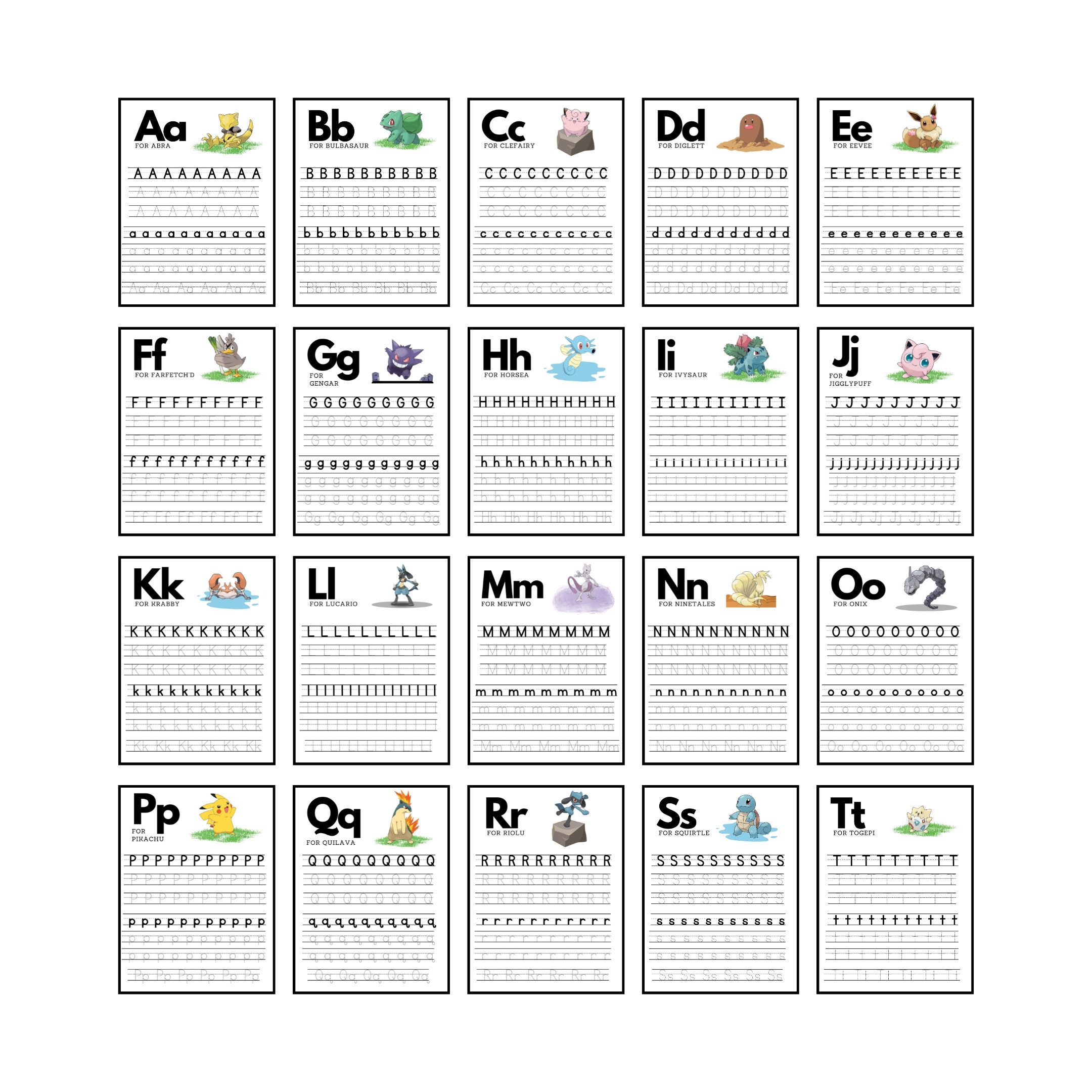 Pokemon Preschool Alphabet Worksheets Pokemon Preschool Worksheets Letter Practice Printable Letter Worksheets Homeschool Etsy