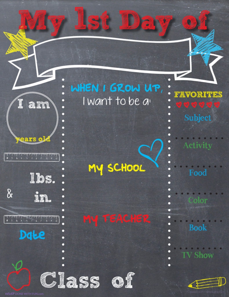 Printable Back to School Chalkboard Sign NeverDoneWithFun