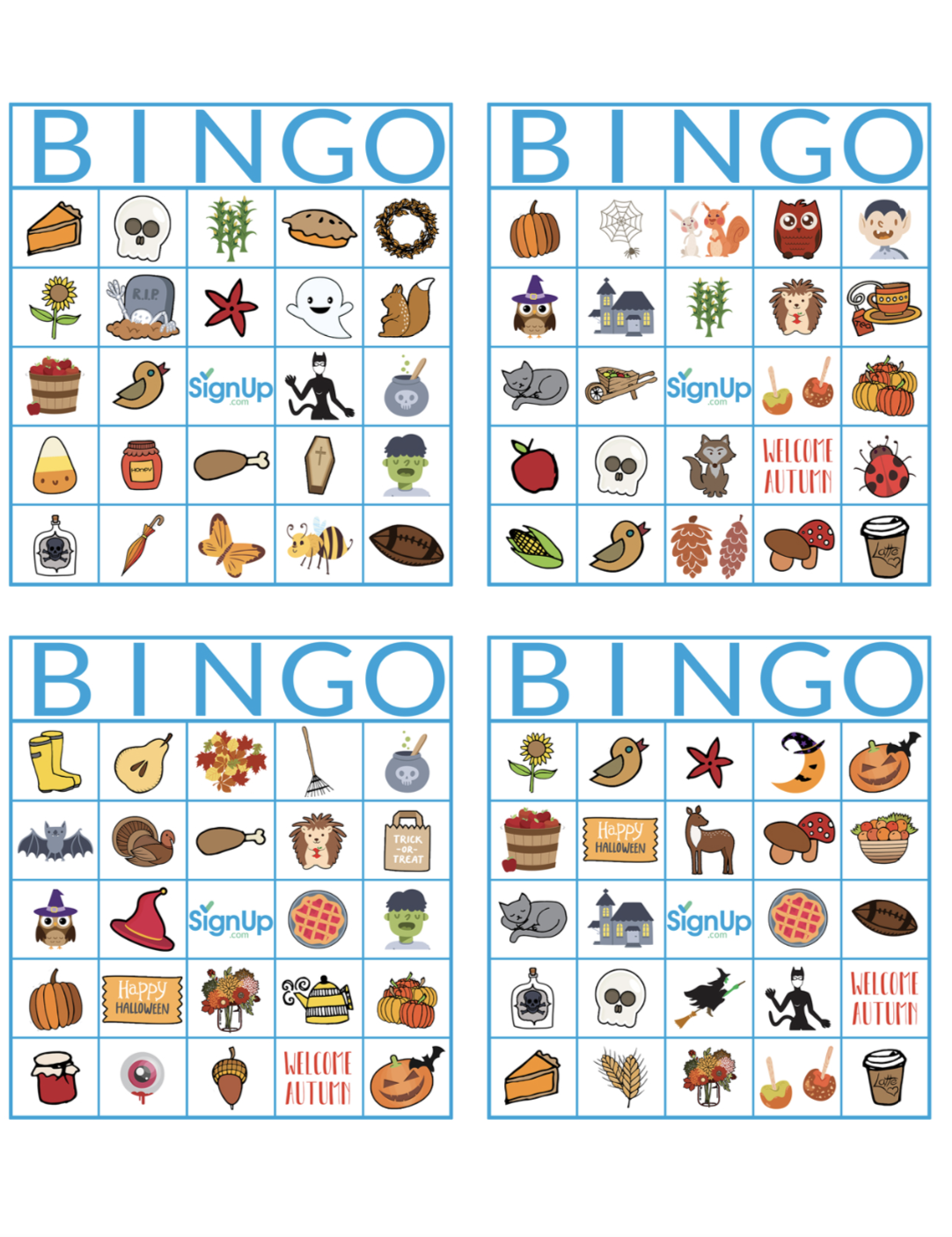 Printable Bingo Cards Fun Fall Classroom Party Activity SignUp