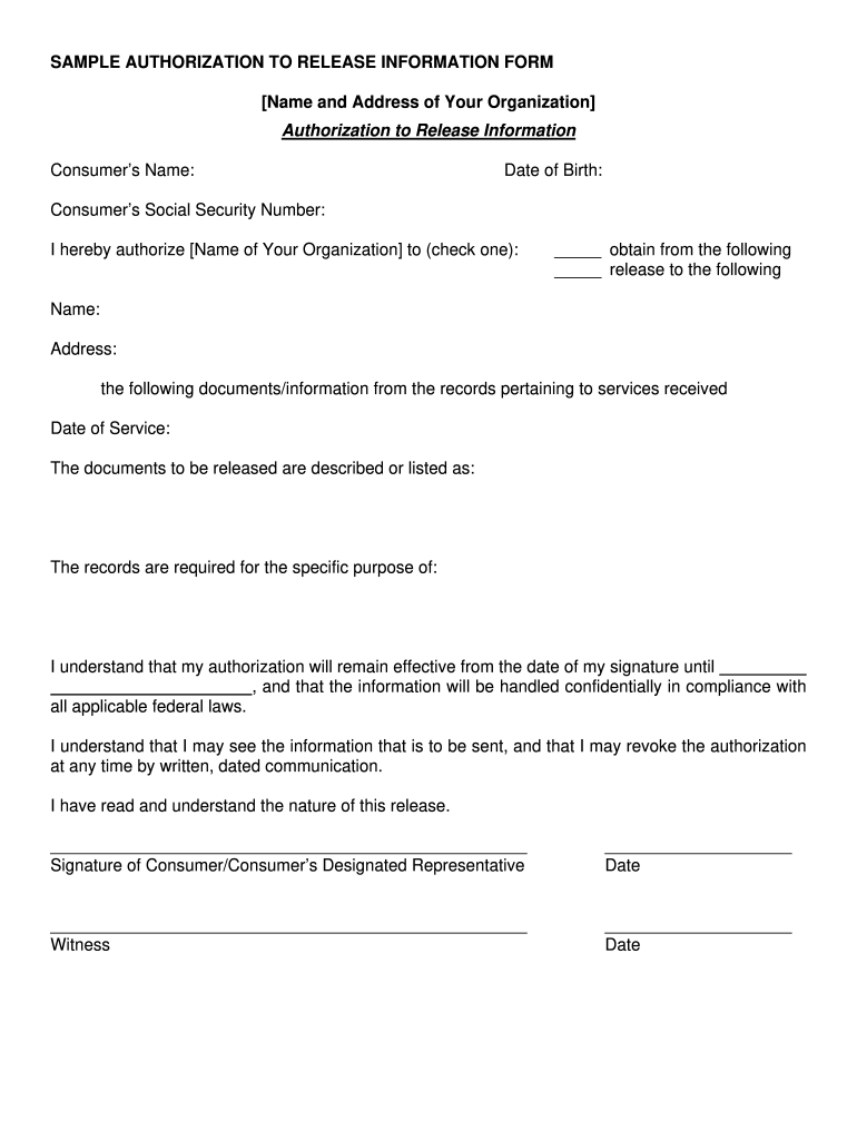 Release Information Fill Online Printable Fillable Blank PdfFiller