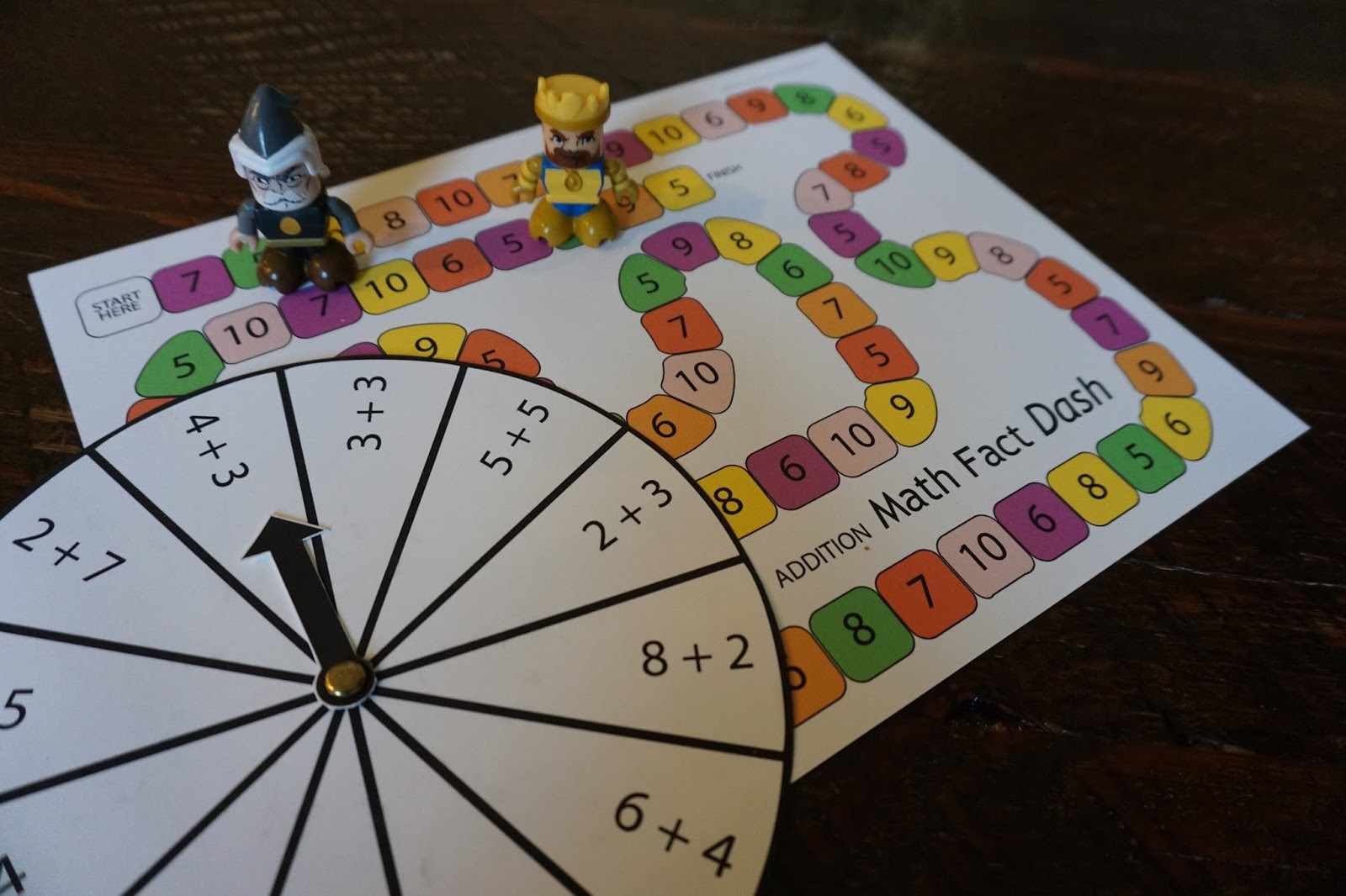 Relentlessly Fun Deceptively Educational Addition Math Fact Dash printable Board Game 