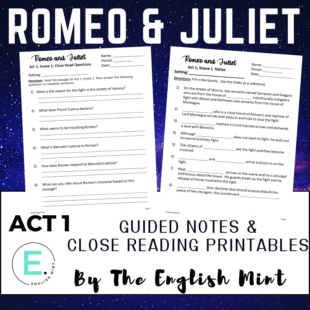 Romeo And Juliet Act 1 Guided Notes Classful