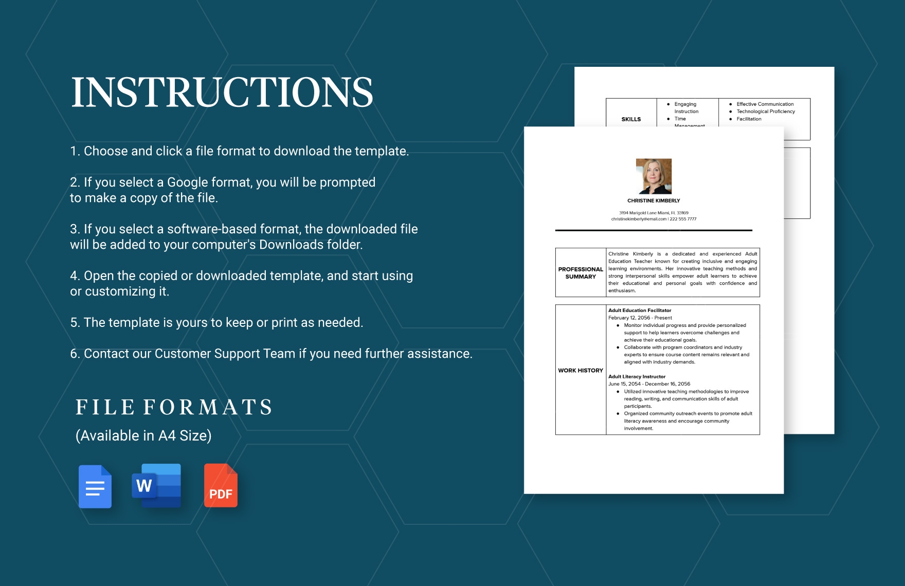 Sample Adult Education Teacher Resume Template In Word PDF Google Docs Download Template