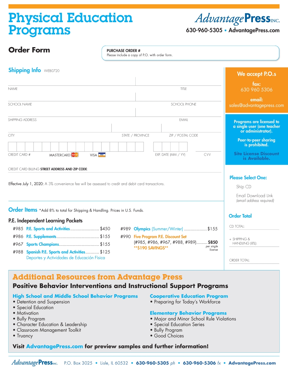 High School Physical Education Printable Worksheets