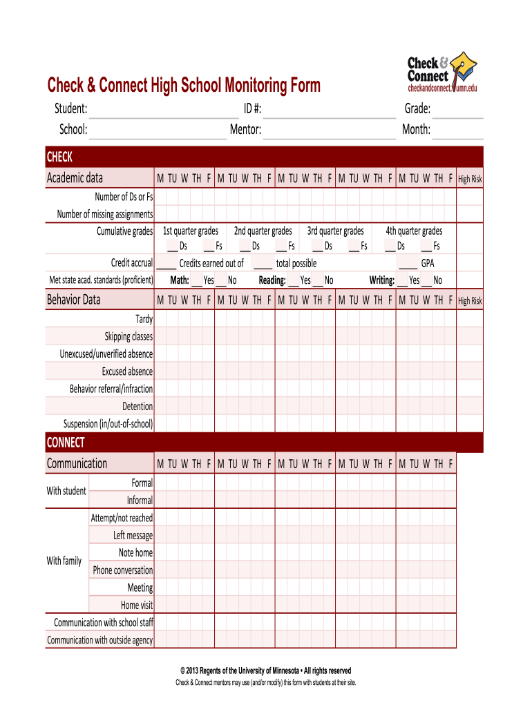 Printable Cumulative Education File