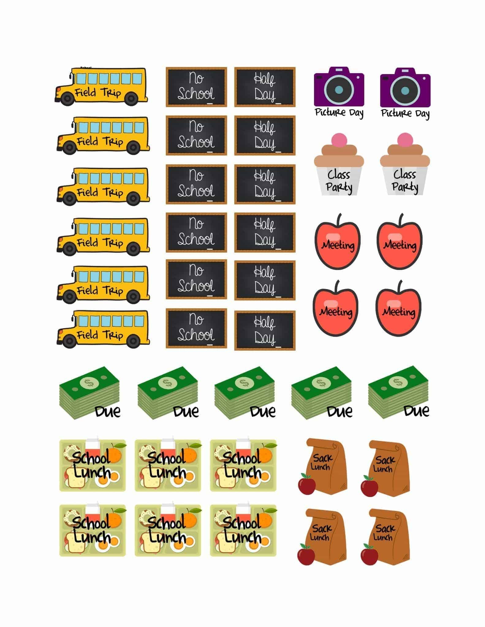 School Planner Stickers Free Printable Sweet T Makes Three