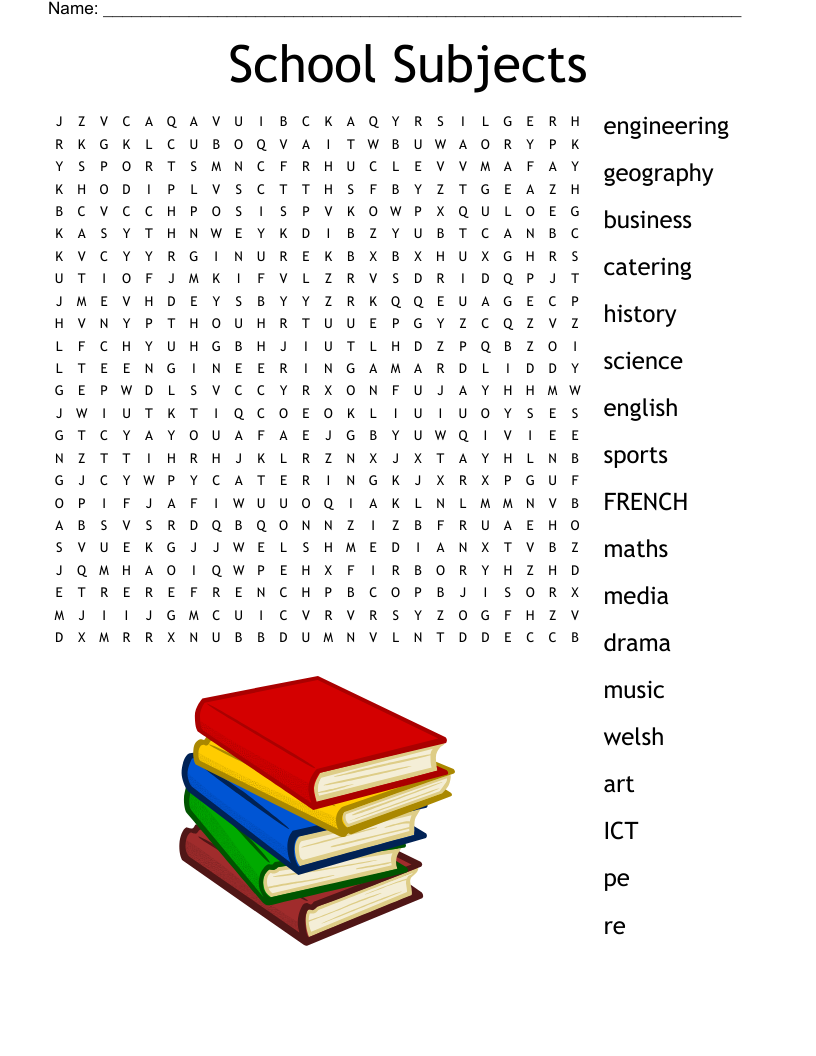 School Subjects Word Search WordMint