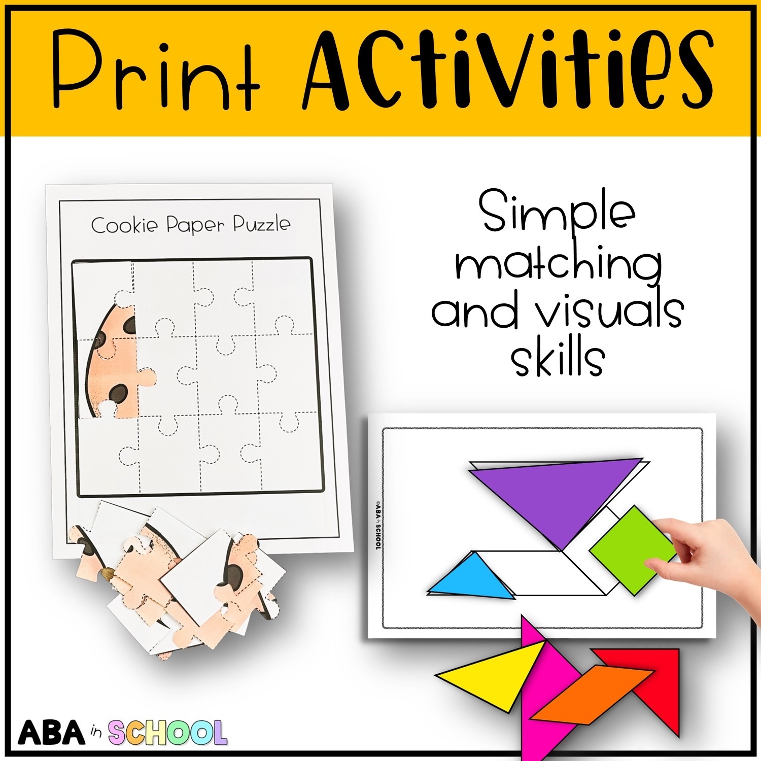 Simple Puzzles And Tangrams Printable Preschool And Special Education Visuals ABA In School