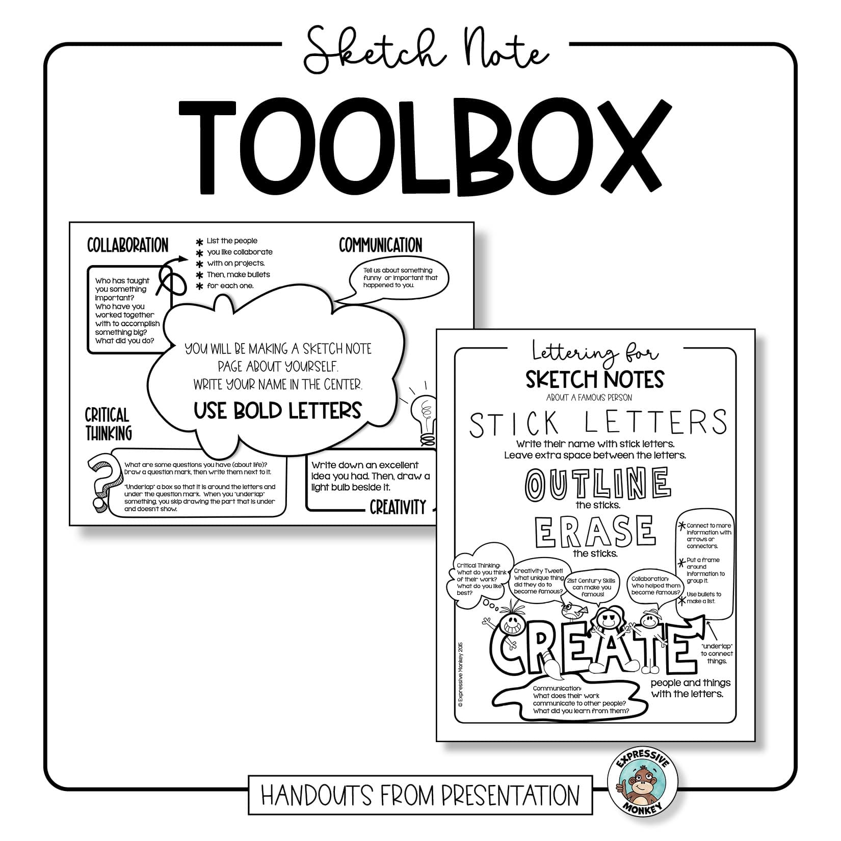Sketch Note Toolbox Expressive Monkey