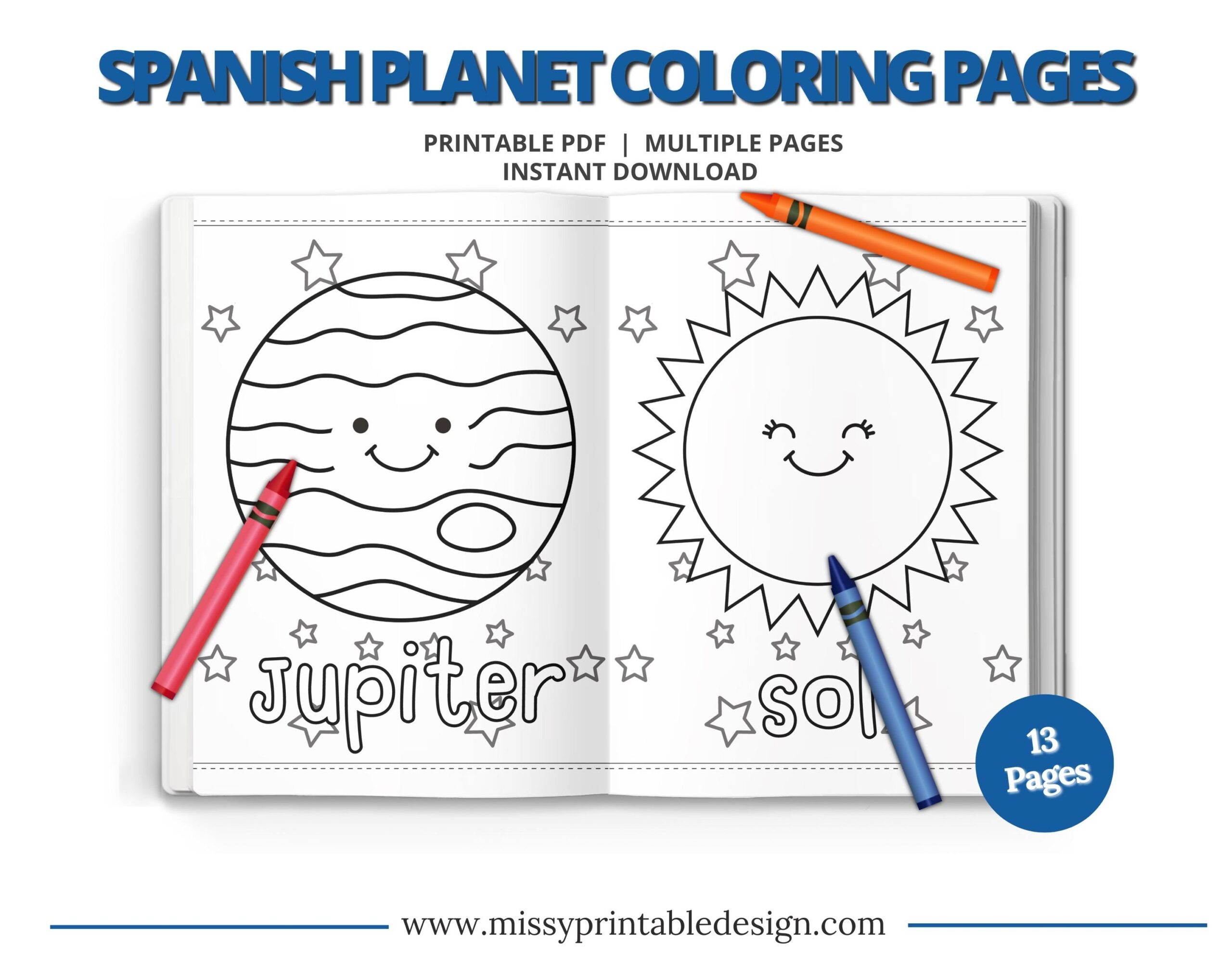 Spanish Planet Coloring Pages Printable Kids Solar System Coloring Pages Kids Coloring Pages INSTANT DOWNLOAD Etsy