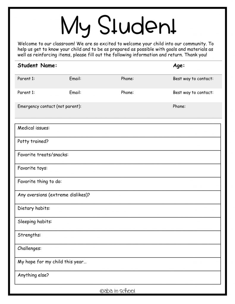 Special Education IEP Goals Daily Data Tracking ABA In School