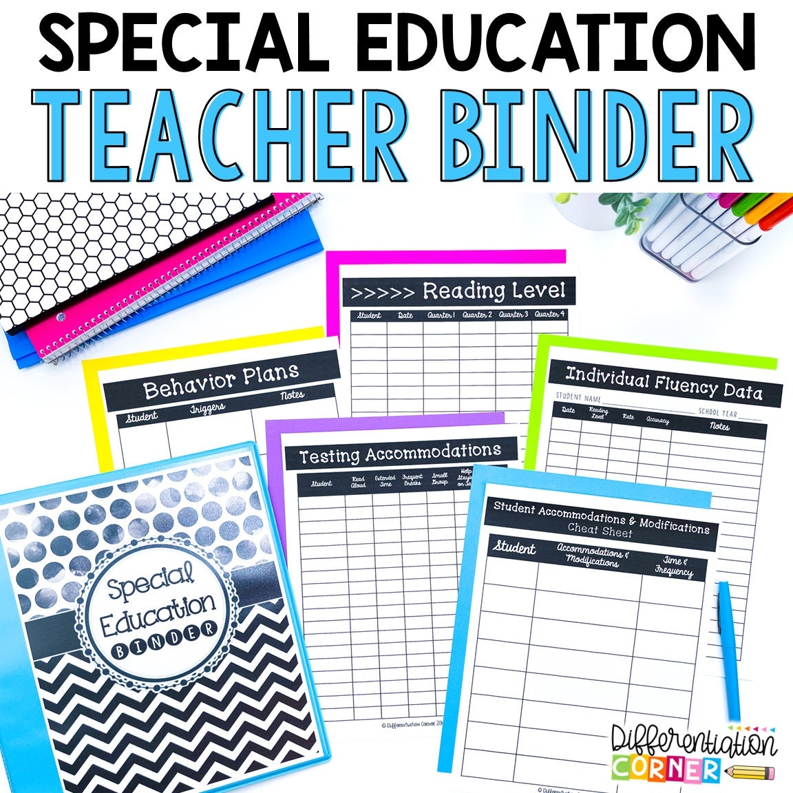 Special Education Teacher Binder Caseload Binder Special Education Forms IEP Planner Editable Templates Teacher Binder Forms Teacher Planner Etsy