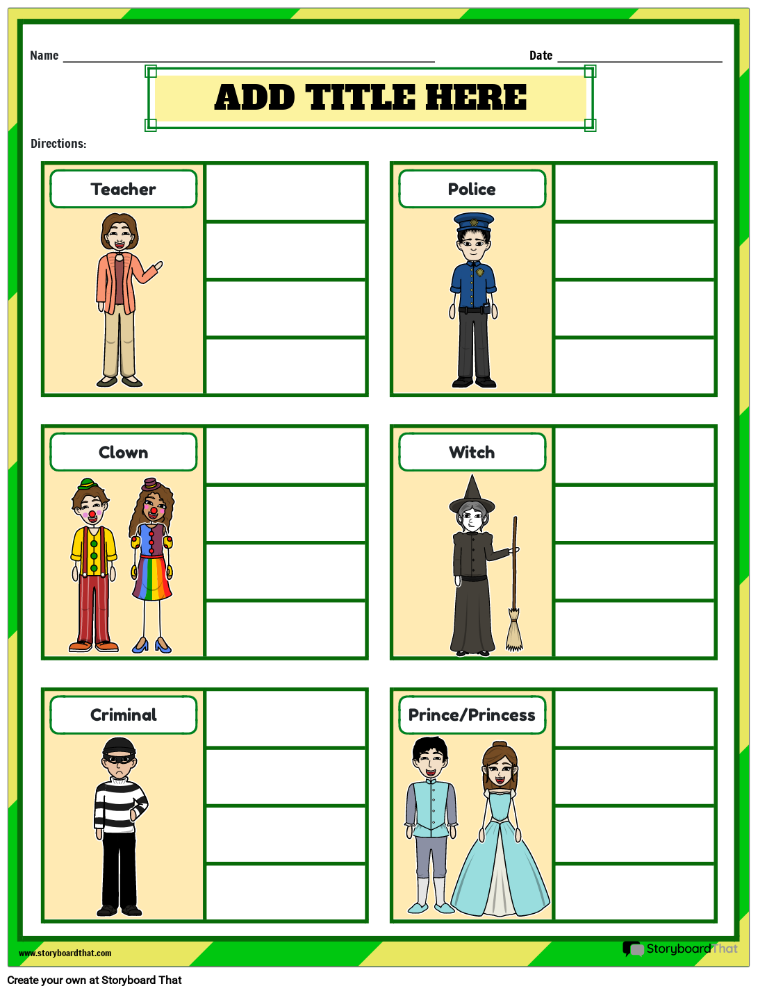 Storyboard That Character Traits Worksheets For Students