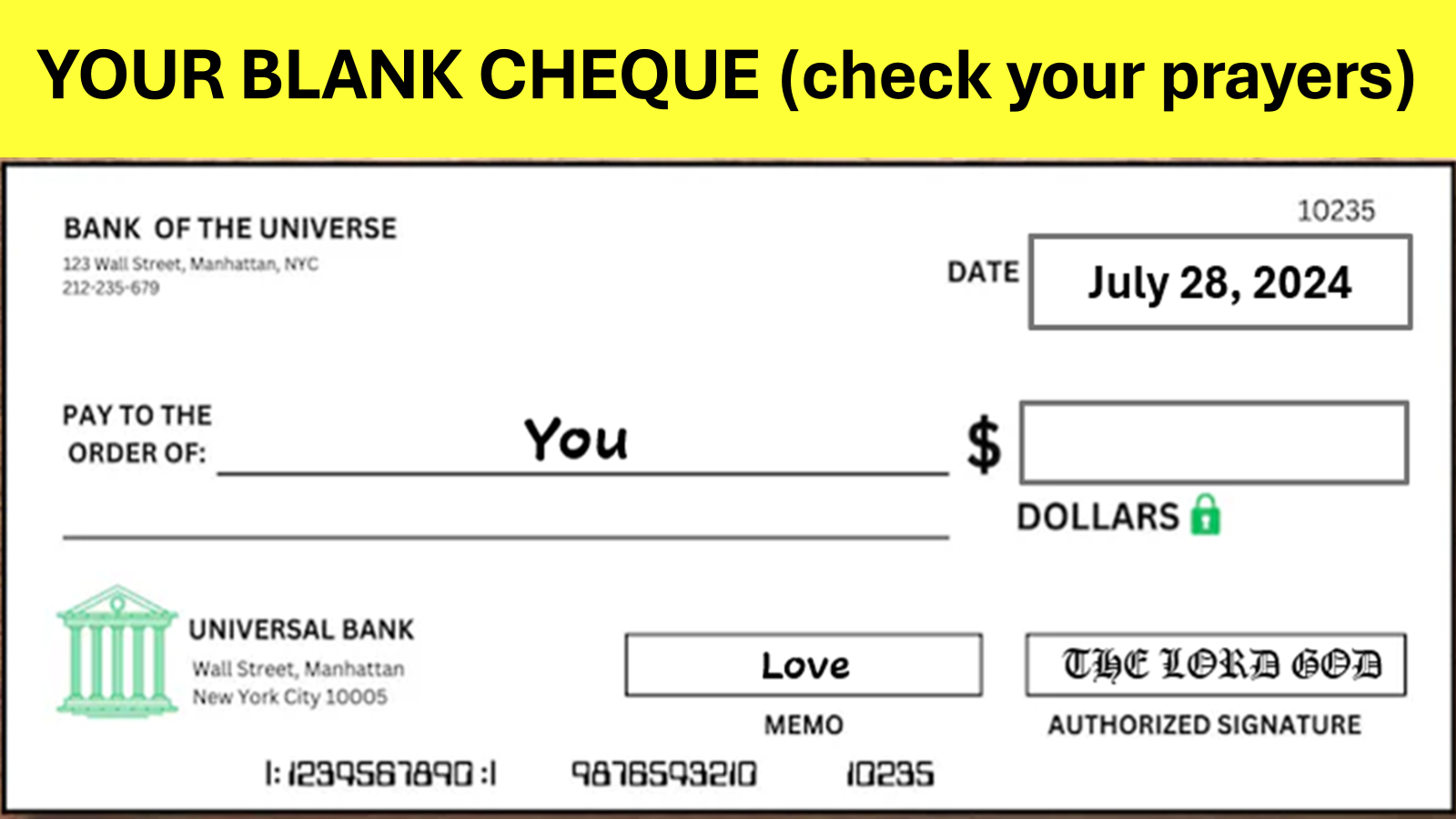 Teach7g education CORNERSTONE MINISTRIES What Will You Write On Your Blank Cheque 