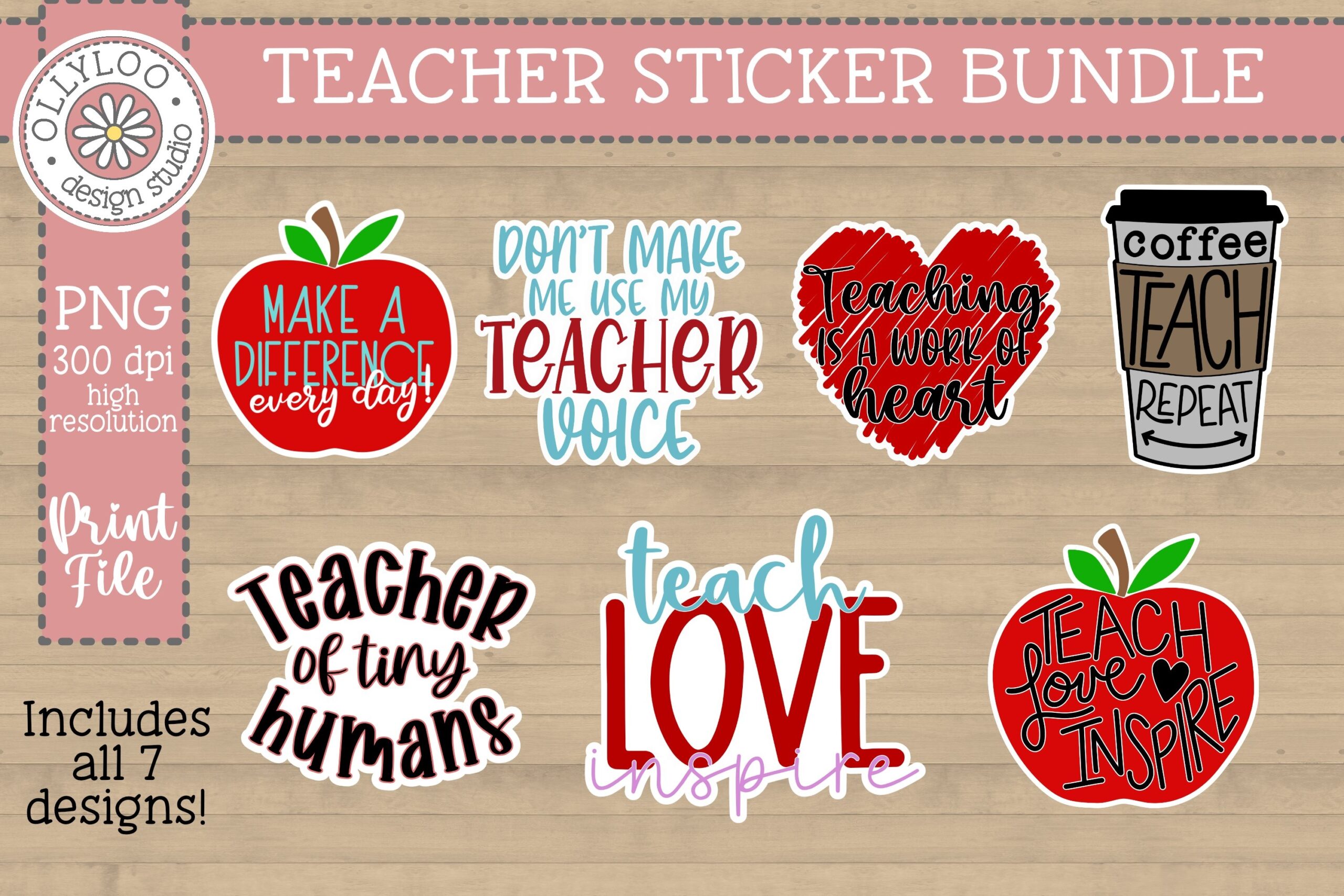 Teacher Sticker Bundle Printable Teacher Stickers