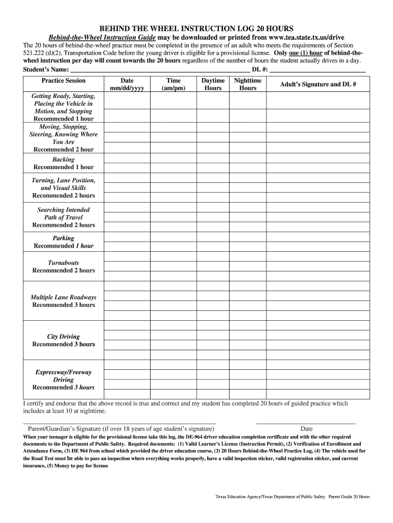 Texas Dps Parent Tuaght Education Afdidavit Dl-90B Printable