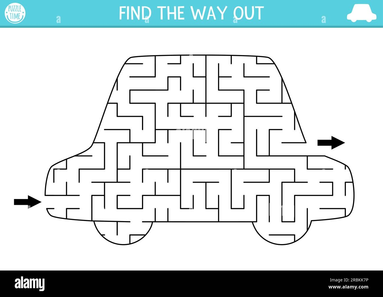 Transportation Geometrical Maze For Kids Preschool Printable Activity Shaped As Car Simple City Transport Labyrinth Game Or Puzzle For Children With Stock Vector Image Art Alamy